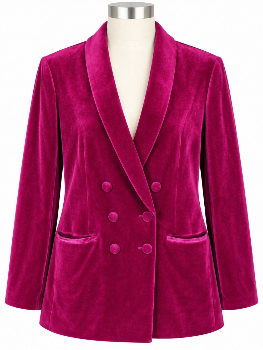 Express Berry Red Velvet Blazer XL Double Breasted Shawl Collar Holiday Party